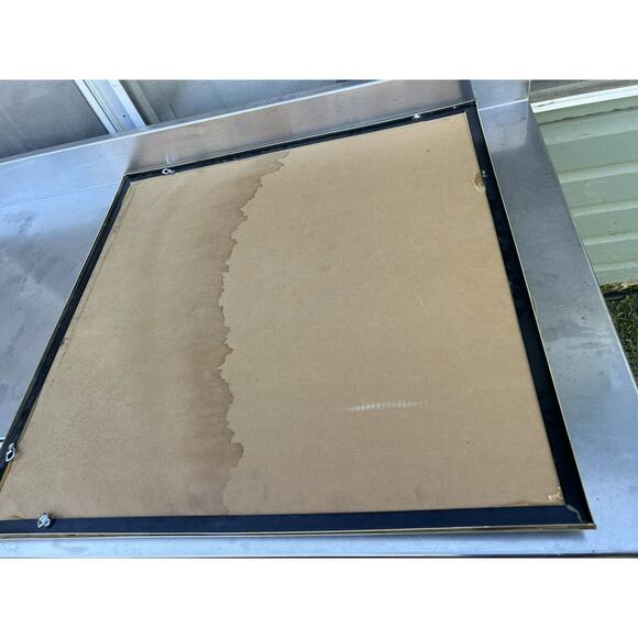 80s DECO GOLD MIRROR - 30"x30" Has water Damage On Back - Picture 5 of 7